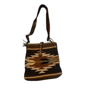 McFadin Stacy & Laurie McFadin Horse Blanket Aztec Tribal Leather Crossbody